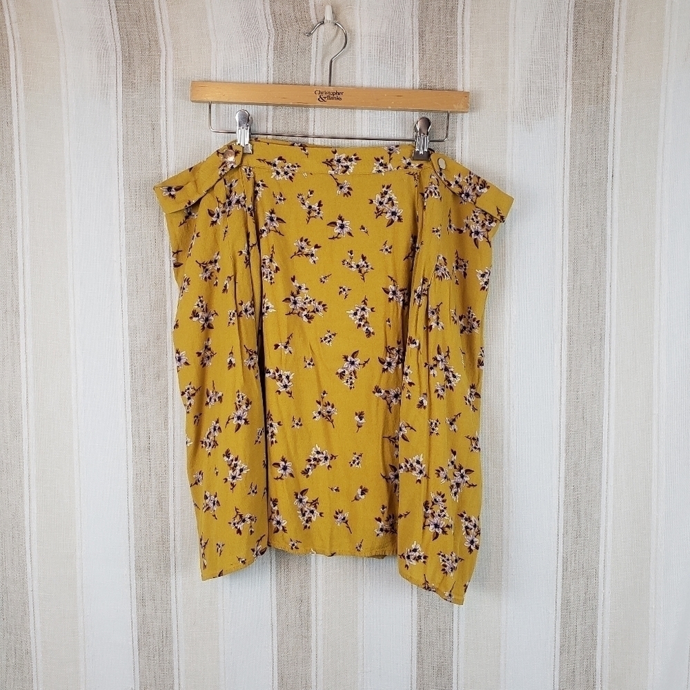 City Chic Floral Mini Skirt Mustard‎ Yellow Size M/18
